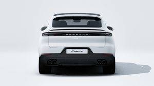 Exterior view of Cayenne S E-Hybrid Coupé showing the rear of the car