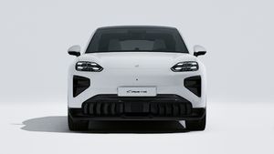 Exterior view of Cayenne Turbo Coupé Electric showing the front of the car