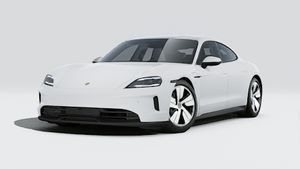 Exterior view of Taycan showing the front and left side of the car