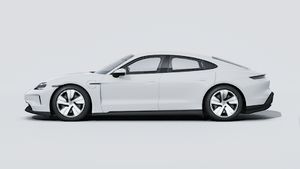 Exterior view of Taycan showing the left side of the car