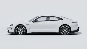 Exterior view of Taycan Black Edition showing the left side of the car