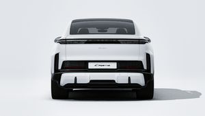 Εξωτερική όψη του Cayenne Turbo Coupé Electric που δείχνει το πίσω μέρος του αυτοκινήτου