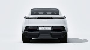 Exterior view of Cayenne Coupé Electric showing the rear of the car
