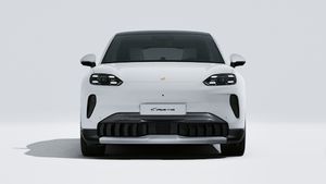 Exterior view of Cayenne S Coupé Electric showing the front of the car