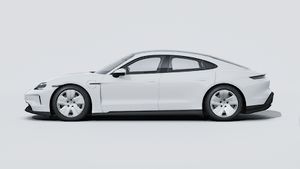 Exterior view of Taycan showing the left side of the car