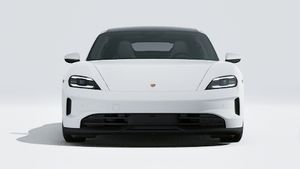 Exterior view of Taycan 4S showing the front of the car