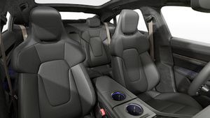 Interior view showing the front seats of Taycan Turbo S