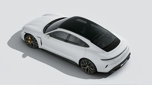Exterior view of Taycan Turbo S seen from above