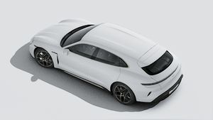 A Taycan Turbo Sport Turismo külső nézete felülről nézve