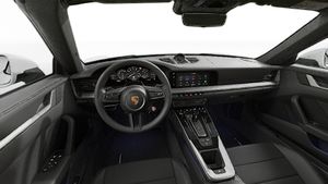 Interior view showing the steering wheel and dashboard of 911 Carrera Cabriolet