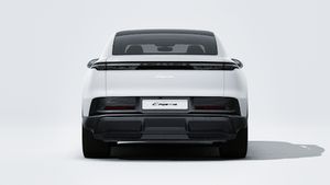Exterior view of Cayenne Coupé Electric showing the rear of the car
