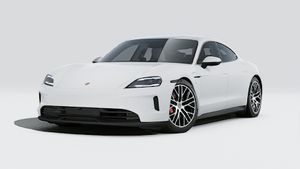 Exterior view of Taycan 4S showing the front and left side of the car