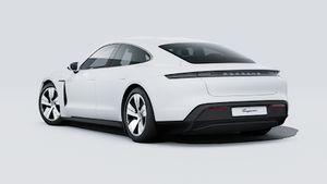 Exterior view of Taycan 4S showing the back and left side of the car