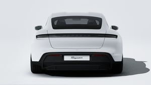 Exterior view of Taycan 4S showing the rear of the car