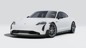 Exterior view of Taycan Turbo GT showing the front and left side of the car