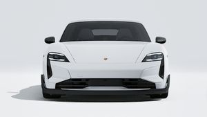 Exterior view of Taycan Turbo GT showing the front of the car