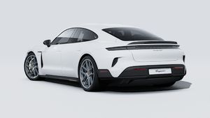 Exterior view of Taycan Turbo GT showing the back and left side of the car