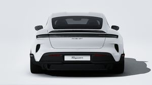 Exterior view of Taycan Turbo GT showing the rear of the car