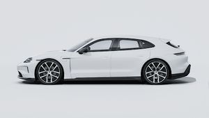 Exterior view of Taycan Sport Turismo Black Edition showing the left side of the car