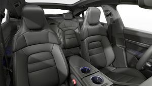 Interior view showing the front seats of Taycan 4S