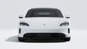 Exterior view of Taycan 4S showing the front of the car