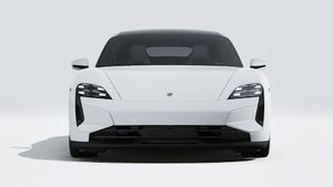 Exterior view of Taycan Turbo showing the front of the car