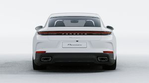 Exterior view of Panamera showing the rear of the car