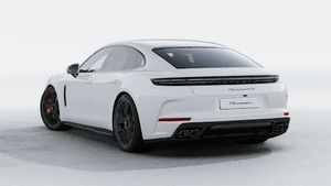 Exterior view of Panamera GTS showing the back and left side of the car