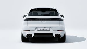 Exterior view of Cayenne S E-Hybrid Black Edition showing the rear of the car
