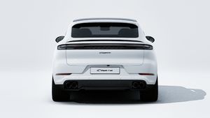 Exterior view of Cayenne E-Hybrid Coupé Black Edition showing the rear of the car