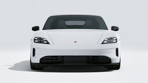 Exterior view of Taycan Black Edition showing the front of the car