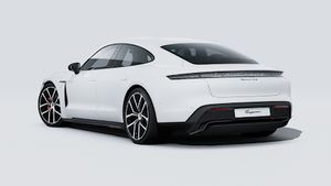 Exterior view of Taycan 4S Black Edition showing the back and left side of the car