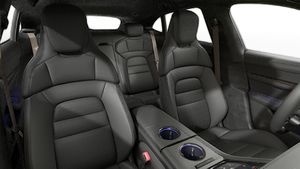 Interior view showing the front seats of Taycan Turbo Cross Turismo