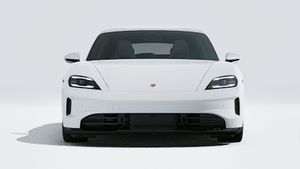 Exterior view of Taycan GTS Sport Turismo showing the front of the car