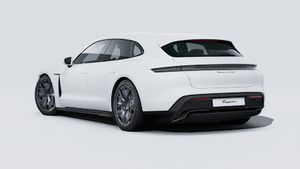 Exterior view of Taycan GTS Sport Turismo showing the back and left side of the car