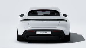 Exterior view of Taycan Sport Turismo Black Edition showing the rear of the car