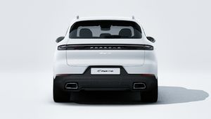 Exterior view of Cayenne showing the rear of the car