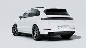 Exterior view of Cayenne E-Hybrid Black Edition showing the back and left side of the car
