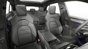 Interior view showing the front seats of Cayenne Electric