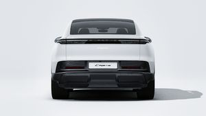 Exterior view of Cayenne Coupé Electric showing the rear of the car