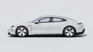 Exterior view of Taycan 4S showing the left side of the car