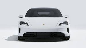 Exterior view of Taycan GTS showing the front of the car