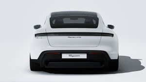 Exterior view of Taycan GTS showing the rear of the car