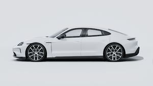 Exterior view of Taycan Black Edition showing the left side of the car