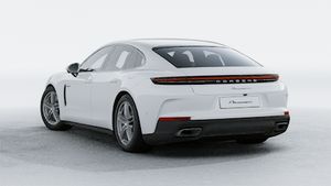 Exterior view of Panamera 4 E-Hybrid showing the back and left side of the car