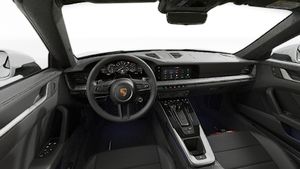 Interior view showing the steering wheel and dashboard of 911 Carrera Cabriolet
