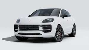 Exterior view of Cayenne S E-Hybrid Coupé Black Edition showing the front and left side of the car