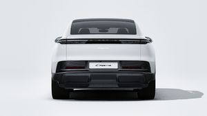 Exterior view of Cayenne Coupé Electric showing the rear of the car