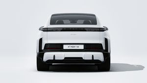 Exterior view of Cayenne Turbo Coupé Electric showing the rear of the car