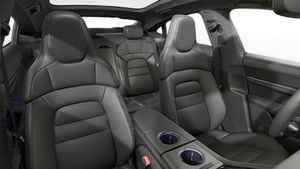 Interior view showing the front seats of Taycan